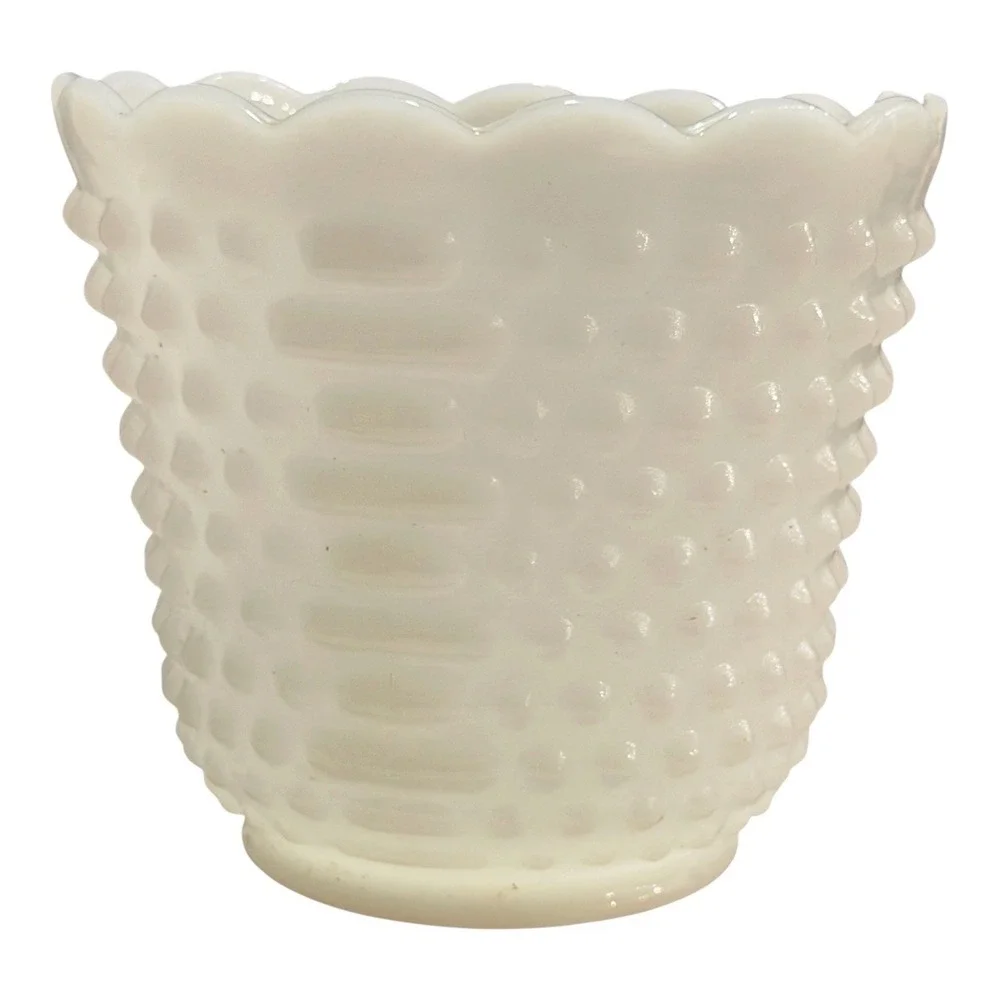 Vintage Hobnail White Milk Glass Fire King 5.25